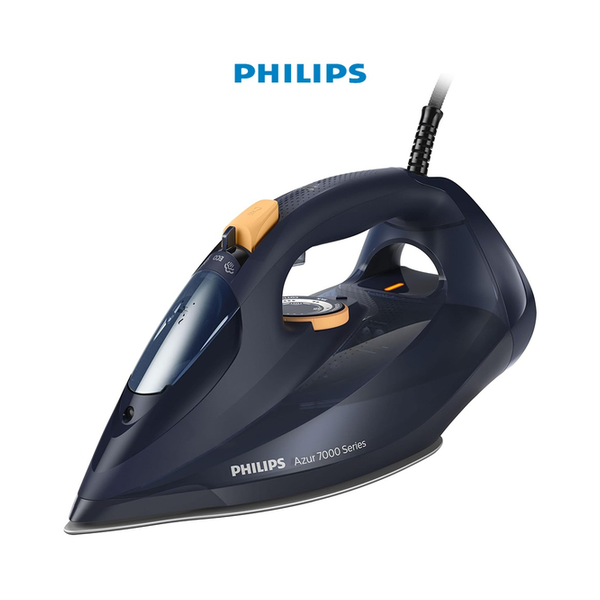 Philips Household Appliances Philips 7000 Series Steam Iron, Powerful 3000W, 50g/min Steam, 250g Steam Boost, SteamGlide Elite Soleplate for Smooth Gliding, Blue/Yellow (DST7060/20)