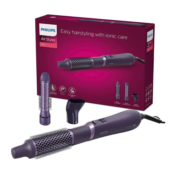 Philips Personal Care Philips 3000 Series Blower Brush with Ceramic Coating and Keratin, Ionic Function, 3 Accessories, Model BHA305/00