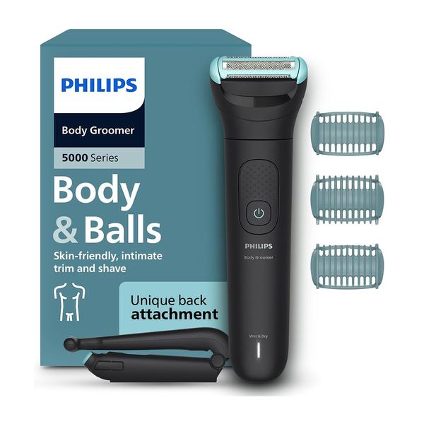 Philips Personal Care Philips Body Trimmer for Men Private Parts, Removes Back Hair, Skin Safe Grooming, Clinically Tested for Sensitive Skin, 100 Min Runtime, Showerproof  BG5475/15