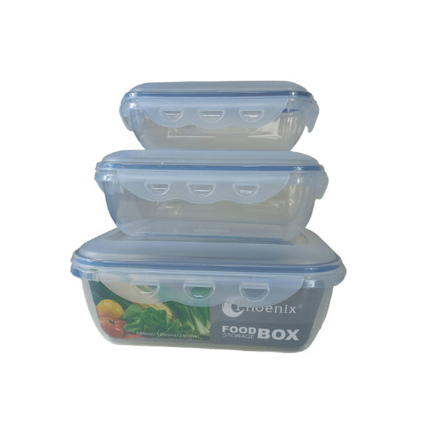 Phoenix Kitchen & Dining Phoenix, Food Container 3Pcs Set With Clips Lid - PHX-CONTAINER