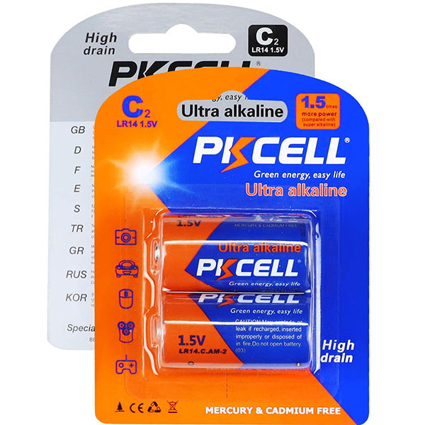 PKcell Electronics Accessories Blue / Brand New PKcell Size C Alkaline Battery 1.5 Volt Pack of 2 for Household Items, Electronic Products LR14 - C