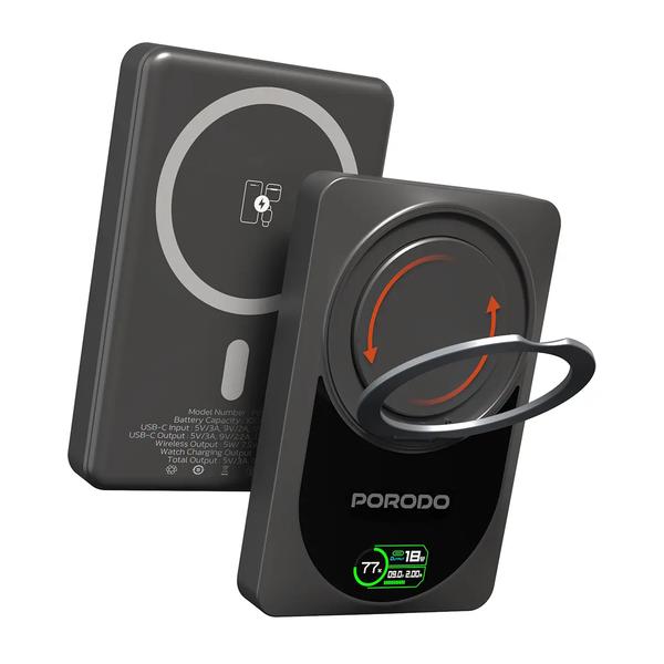 Porodo Electronics Accessories Dark Gray Porodo 10000mAh Qi2 Wireless Power Bank