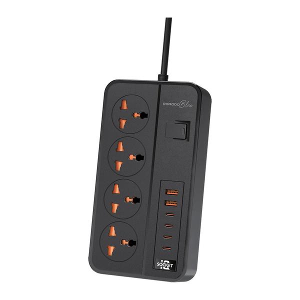 Porodo Electronics Accessories Black / Brand New Porodo Blue 4 AC Power Strip PB-FWCH034-BK