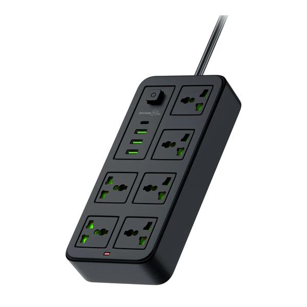 Porodo Electronics Accessories Black / Brand New Porodo Blue 6 Universal Sockets Power Strip 3M