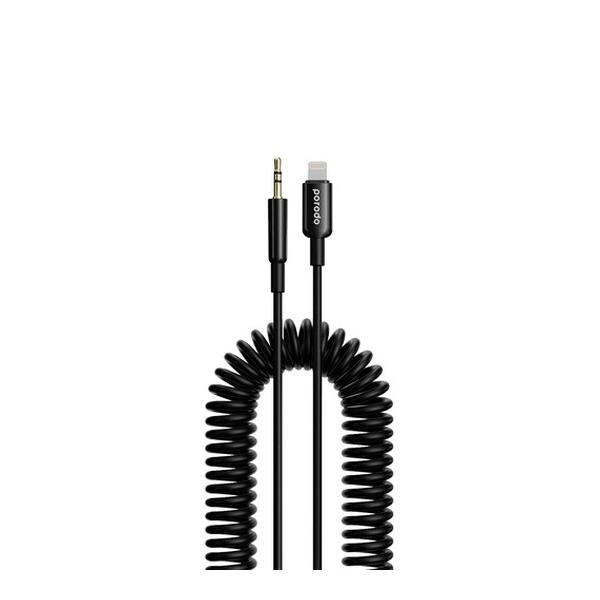 Porodo Electronics Accessories Black / Brand New Porodo Lightning to AUX Coil Cable 1.2M, PD-LAXCC-BK