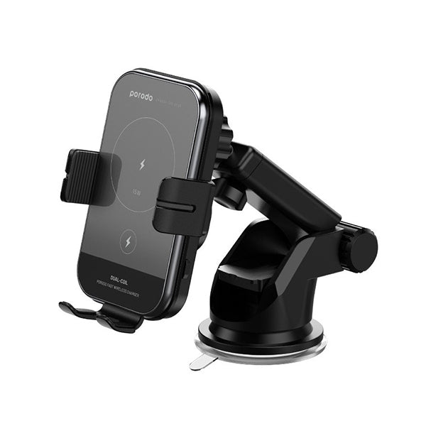 Porodo Electronics Accessories Black / Brand New Porodo, Phone Holder And Fast Wireless Car Charger