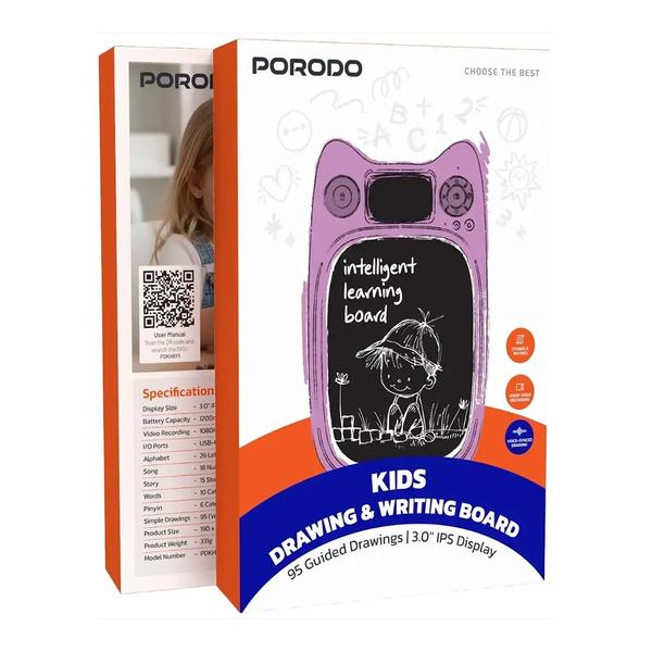 Porodo Toys Purple / Brand New Porodo Kids Drawing & Writing Board with 95 Guided Drawings & 3.0″ IPS Display