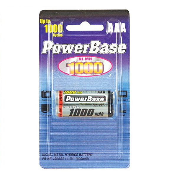 Powerbase Electronics Accessories Silver / Brand New Powerbase AAA Rechargeable Battery 1000 mAh Pack of 2 - B46A