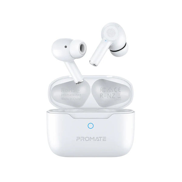 Promate Audio White / Brand New / 1 Year Promate, ProPods, High-Definition ANC TWS Earphones with Intellitouch