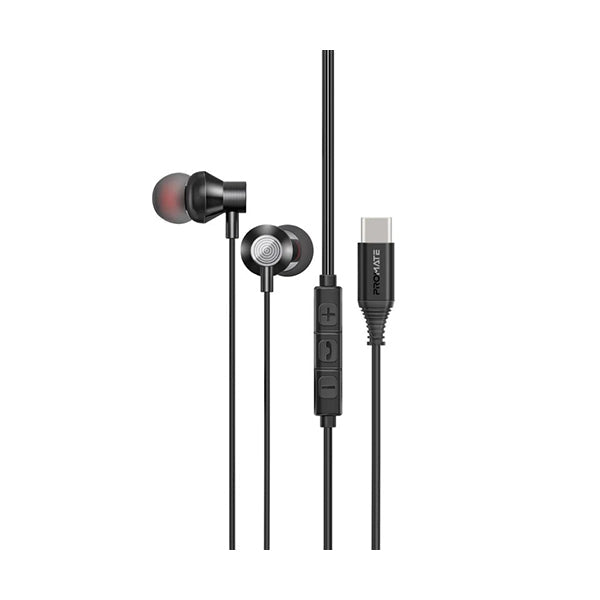 Promate Audio Black / Brand New Promate, Silken-C Ergonomic In-Ear USB-C Wired Stereo Earphones