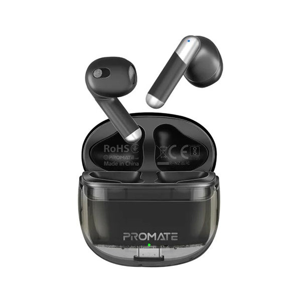 Promate Audio Black / Brand New Promate, TransPods High Definition Transparent TWS Earbuds with IntelliTouch - TRANSPODS