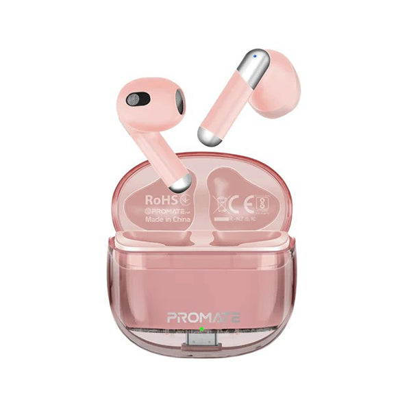 Promate Audio Pink / Brand New Promate, TransPods High Definition Transparent TWS Earbuds with IntelliTouch - TRANSPODS