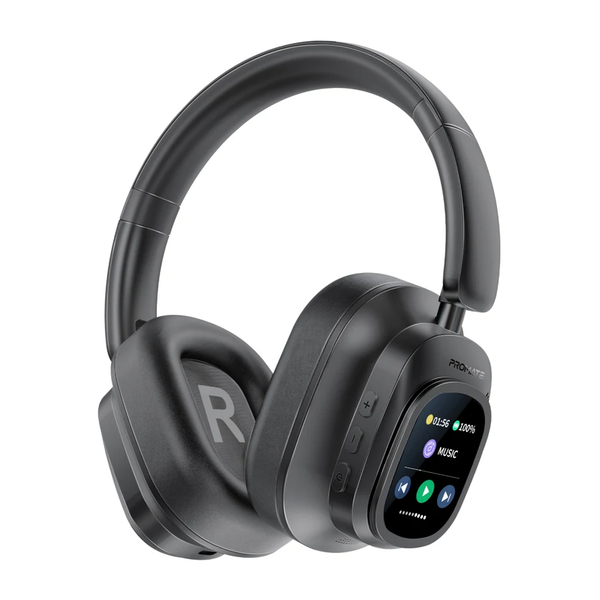 Promate Audio Black / Brand New / 1 Year Promate VuTune High-Definition Hybrid ANC Headphones with Detachable Magnetic LCD Touch Screen Controller