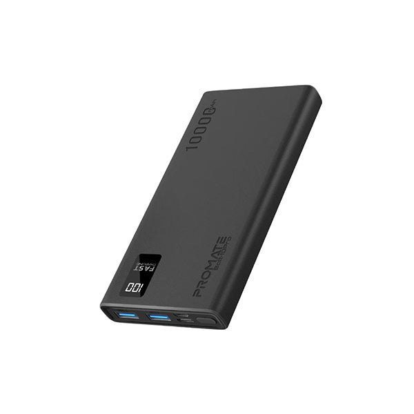 Promate Electronics Accessories Black / Brand New / 1 Year Promate, Bolt-10Pro, 10000mAh Compact Smart Charging Power Bank with Dual USB-A & USB-C Output