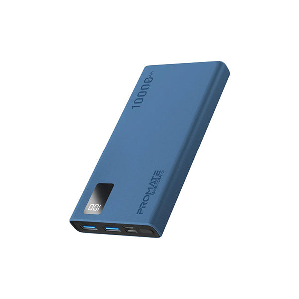 Promate Electronics Accessories Navy / Brand New / 1 Year Promate, Bolt-10Pro, 10000mAh Compact Smart Charging Power Bank with Dual USB-A & USB-C Output