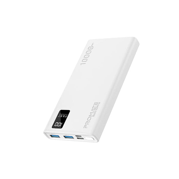 Promate Electronics Accessories White / Brand New / 1 Year Promate, Bolt-10Pro, 10000mAh Compact Smart Charging Power Bank with Dual USB-A & USB-C Output