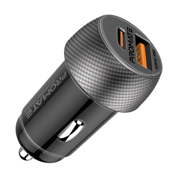 Promate Electronics Accessories Black / Brand New / 1 Year Promate, DriveGear-PD33, Ultra-Fast Dual Port Car Charger with 33W Power Delivery and QC 3.0