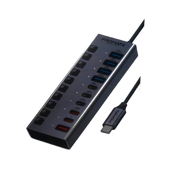 Promate Electronics Accessories Black / Brand New / 1 Year Promate, GIGAHUB-5G, 10-IN-1 36W Multi-Port USB-C Hub