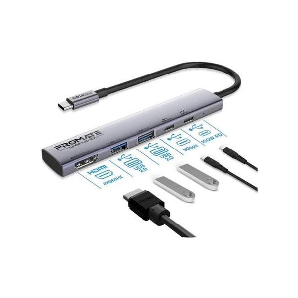Promate Electronics Accessories Brand New / 1 Year Promate LinkHub-5X 4K@60Hz Multi-function High-Speed USB-C Hub with 100W Power Delivery