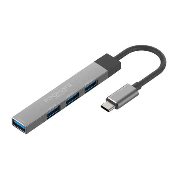 Promate Electronics Accessories Grey / Brand New / 1 Year Promate LiteHub-4 4-in-1 Multi-Port USB-C Data Hub