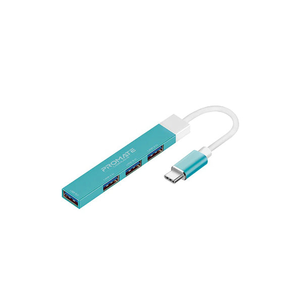 Promate Electronics Accessories Blue / Brand New / 1 Year Promate, LiteHub-4 4-in-1 Multi-Port USB-C Data Hub