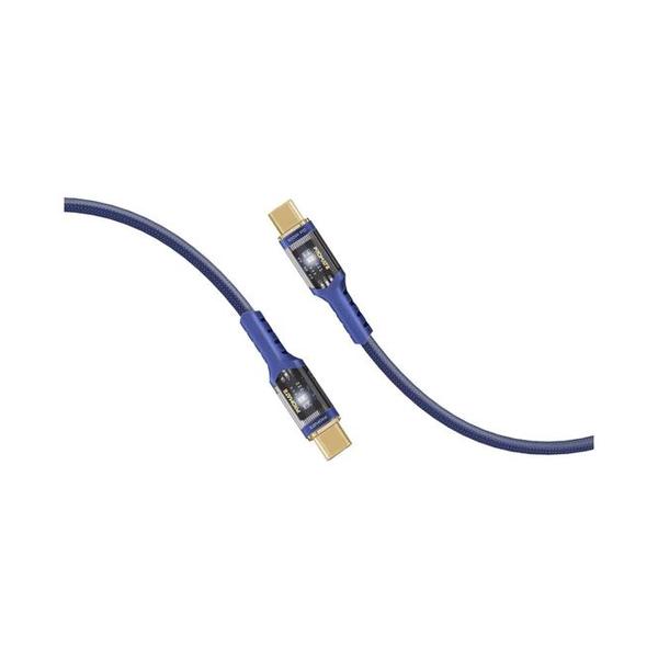 Promate Electronics Accessories Navy / Brand New / 1 Year Promate, LucidLine-CC120, High Tensile Transparent 100W Power Delivery USB-C Cable with LED Light