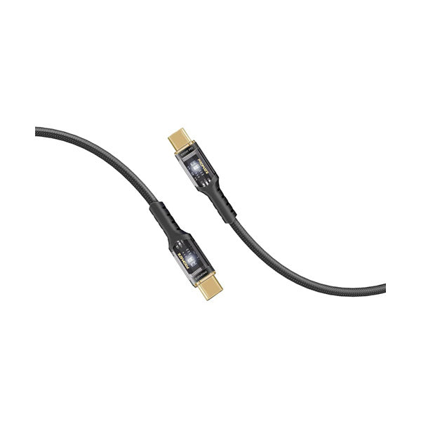 Promate Electronics Accessories Black / Brand New / 1 Year Promate, LucidLine-CC120, High Tensile Transparent 100W Power Delivery USB-C Cable with LED Light