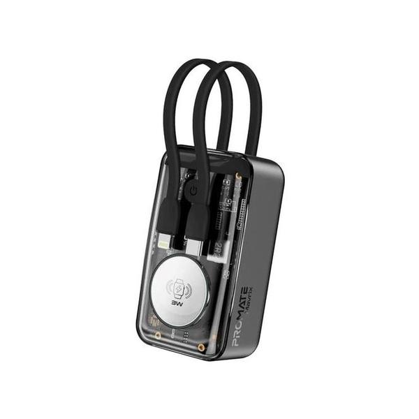 Promate Electronics Accessories Black / Brand New / 1 Year Promate Mavrix 35W Transparent Smartphone and Apple Watch Charging Power Bank with USB-C & Lightning Cable
