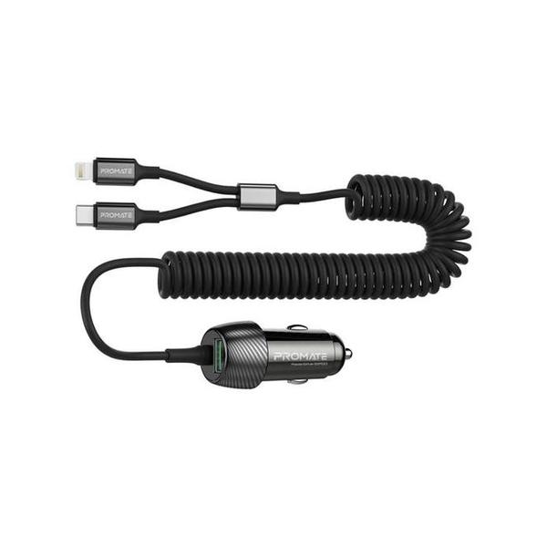 Promate Electronics Accessories Black / Brand New / 1 Year Promate PowerDrive-33PDCI 33W Car Charger with Lightning Connector & USB-C Cable