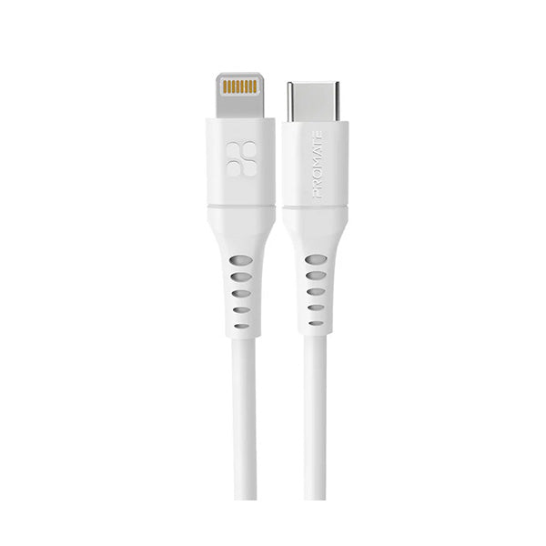 Promate Electronics Accessories White / Brand New / 1 Year Promate, PowerLink-120, 20W Power Delivery Fast Charging Lightning Cable