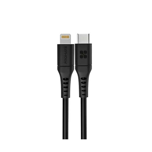 Promate Electronics Accessories Black / Brand New / 1 Year Promate, PowerLink-300, 20W Power Delivery Fast Charging Lightning Cable
