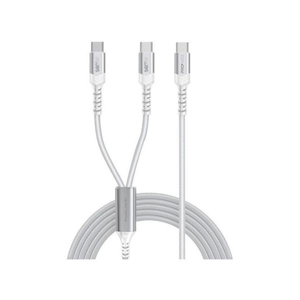 Promate Electronics Accessories White / Brand New Promate PowerLink-3C 140W High-Speed Fabric Braided USB-C to Dual USB-C Charging Cable