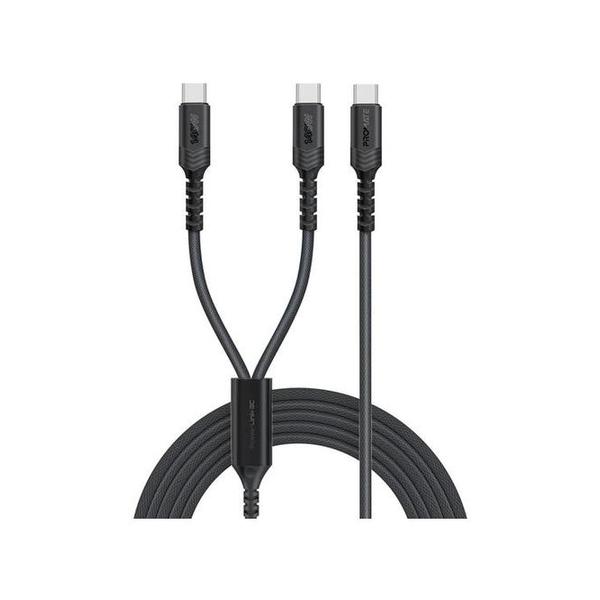 Promate Electronics Accessories Black / Brand New Promate PowerLink-3C 140W High-Speed Fabric Braided USB-C to Dual USB-C Charging Cable