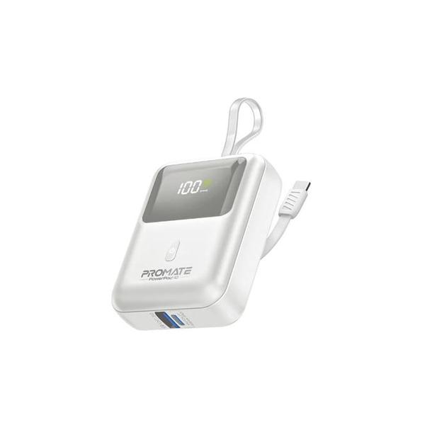 Promate Electronics Accessories White / Brand New Promate, PowerPod-10 Ultra Compact 35W SuperSpeed™ Power Bank with Built-In USB-C Cable - POWERPOD-10