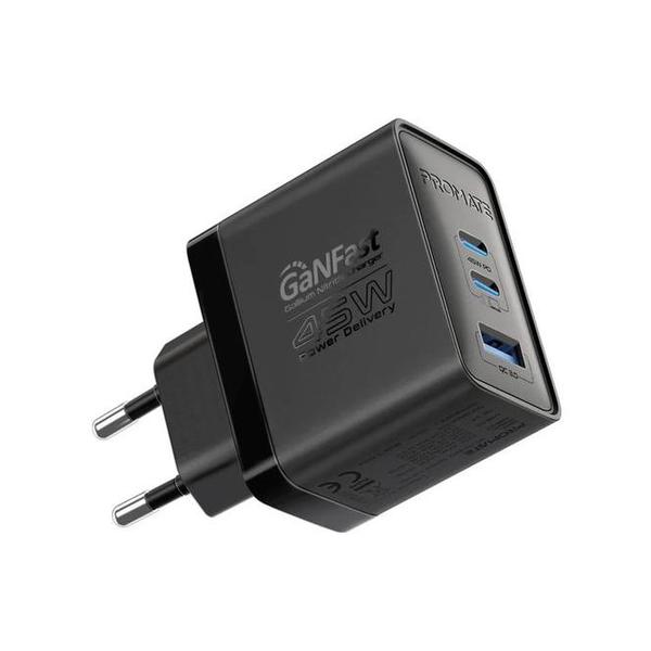 Promate Electronics Accessories Black / Brand New / 1 Year Promate PowerPort-45 45W Power Delivery GaNFast Charger with Quick Charge 3.0
