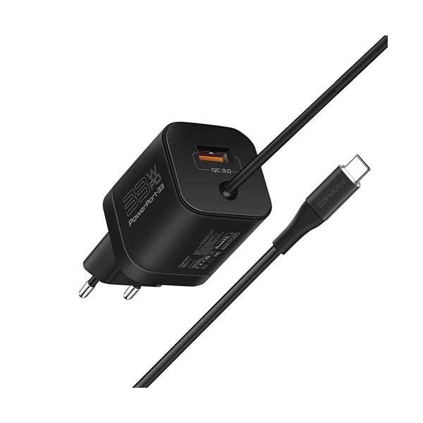 Promate Electronics Accessories Black / Brand New / 1 Year Promate, PowerPort-PDQC3, 33W Super Speed Wall Charger with Quick Charge 3.0 & USB-C Power Delivery