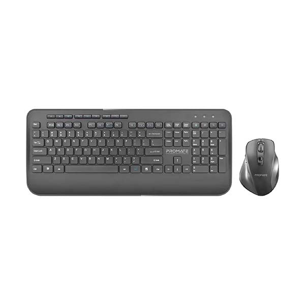 Promate Electronics Accessories Black / Brand New / 1 Year Promate, ProCombo-8, Ergonomic Full-Size Wireless Keyboard and Mouse Combo with Palm Rest