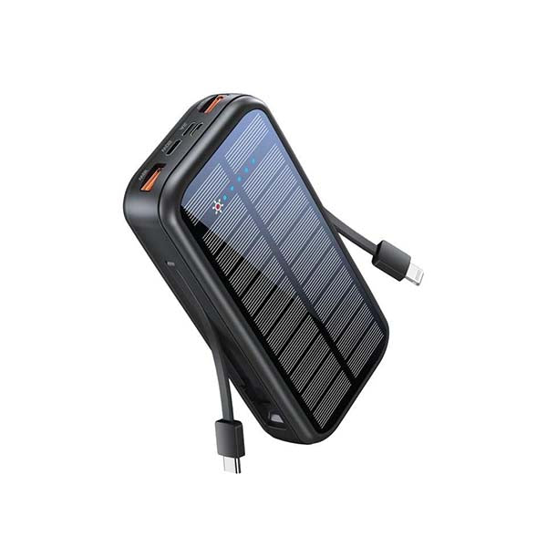 Promate Electronics Accessories Black / Brand New / 1 Year Promate, SolarTank-20PDCi, 20000mAh EcoLight™ Solar Power Bank with Built-in USB-C & Lightning Cables