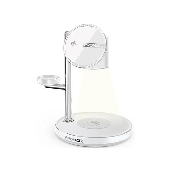 Promate Electronics Accessories White / Brand New / 1 Year Promate Synergy-3 4-in-1 Qi2 Certified MagSafe Compatible Wireless Charging Station w/ Soft-Glow Night Lamp