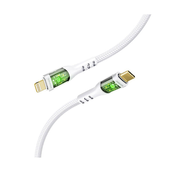 Promate Electronics Accessories White / Brand New / 1 Year Promate, TransLine-Ci, 27W Power Delivery USB-C to Lightning Cable with Transparent Shells