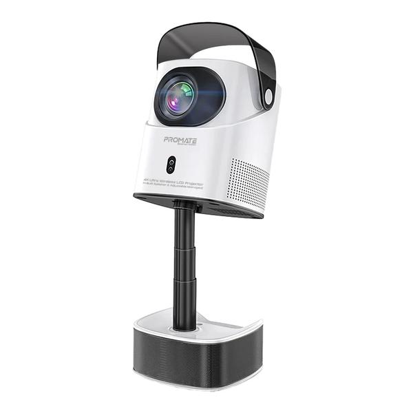Promate Video White / Brand New / 1 Year Promate BEAMER-A250.EU 4K Ultra HD Wireless LCD Projector with Built-In Speaker & Monopod Stand