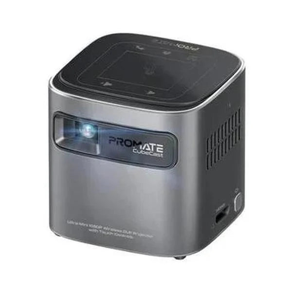Promate Video Black / Brand New / 1 Year Promate CUBECAST Ultra-Mini 1080P Wireless DLP Projector with touch controls