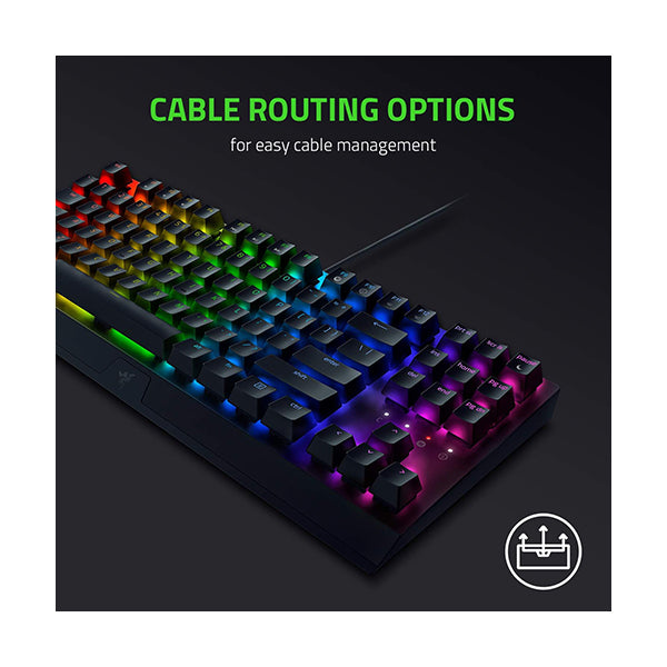  Razer BlackWidow V3 Tenkeyless TKL Mechanical Gaming Keyboard:  Yellow Mechanical Switches - Linear & Silent - Chroma RGB Lighting -  Compact Form Factor - Programmable Macros - USB Passthrough : Video Games