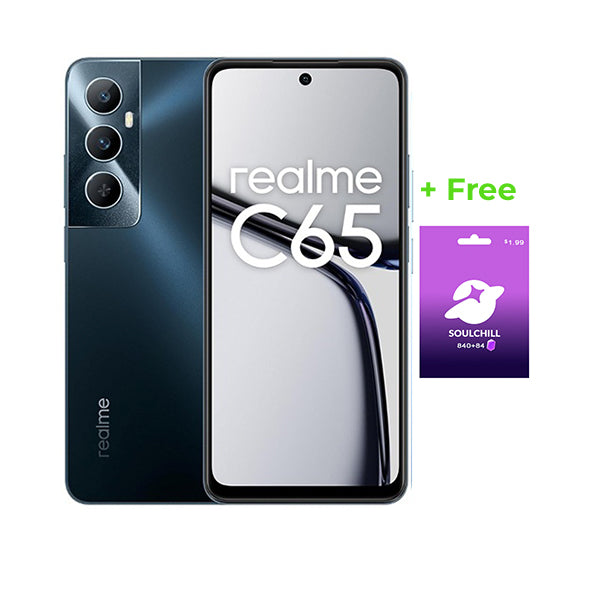 Realme Communications Storm Black / Brand New Realme C65 16GB/256GB (8GB Extended RAM) + Free Soulchill 840 + 84 Free Crystals Voucher + 120 Days Screen Replacement Warranty