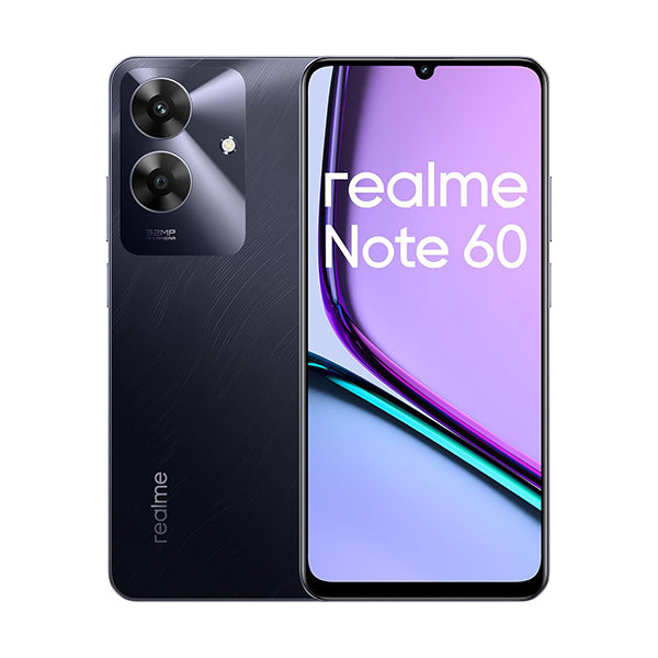 Realme Communications Black / Brand New / 1 Year Realme Note 60 12GB/256GB (8GB Extended RAM) + 120 Days Screen Replacement Warranty