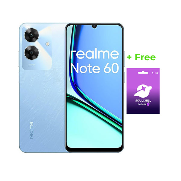 Realme Communications Blue / Brand New / 1 Year Realme Note 60 12GB/256GB (8GB Extended RAM) + Free Soulchill 840 + 84 Free Crystals Voucher + 120 Days Screen Replacement Warranty
