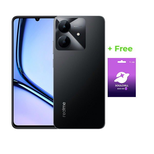 Realme Communications Black / Brand New / 1 Year Realme Note 60x 9GB/64GB (6GB Extended RAM) + Free Soulchill 840 + 84 Free Crystals Voucher + 120 Days Screen Replacement Warranty