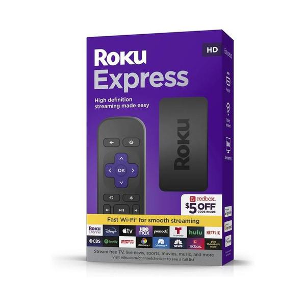 Roku Video Black / Brand New / 1 Year Roku Express (New) HD Streaming Device, with High-Speed HDMI Cable and Simple Remote (no TV Controls), Guided Setup, and Fast Wi-Fi, with MTC HDMI Cable and USB Extension Cord