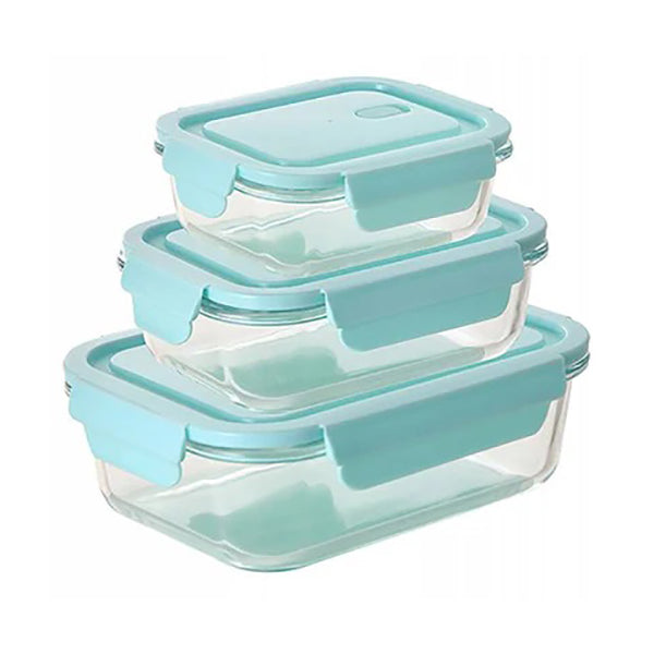 San Ignacio Kitchen & Dining Light Blue / Brand New San Ignacio, Set Of 3 Rectangular Food Container - Sg-4631