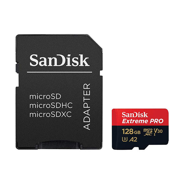 SanDisk Electronics Accessories Brand New Sandisk Extreme Pro MicroSDXC 128GB + SD Adapter 190mb/s 90mb/s A2 C10 V30 U - SDSQXCD-128G-GN6MA